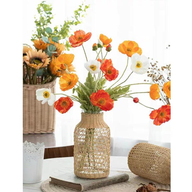 Vase en verre avec décoration en tissée style artisanal triangle