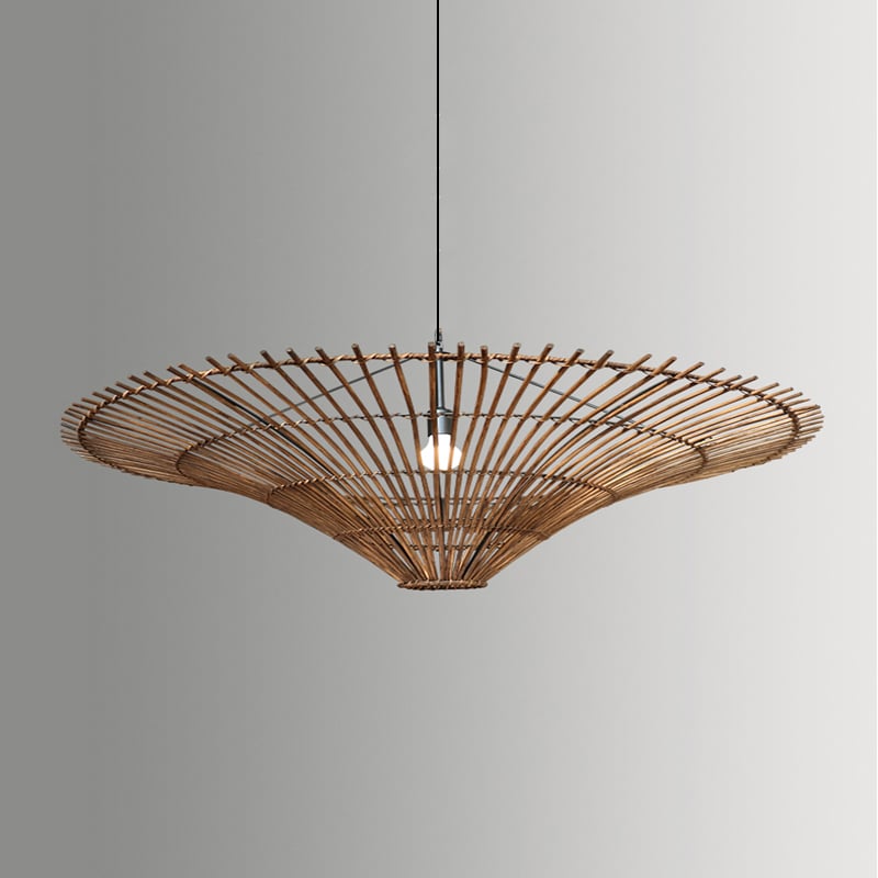 Plafonnier LED suspension rotin design rétro moderne