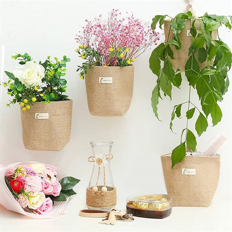 Panier de rangement tissé style sac mural suspendu