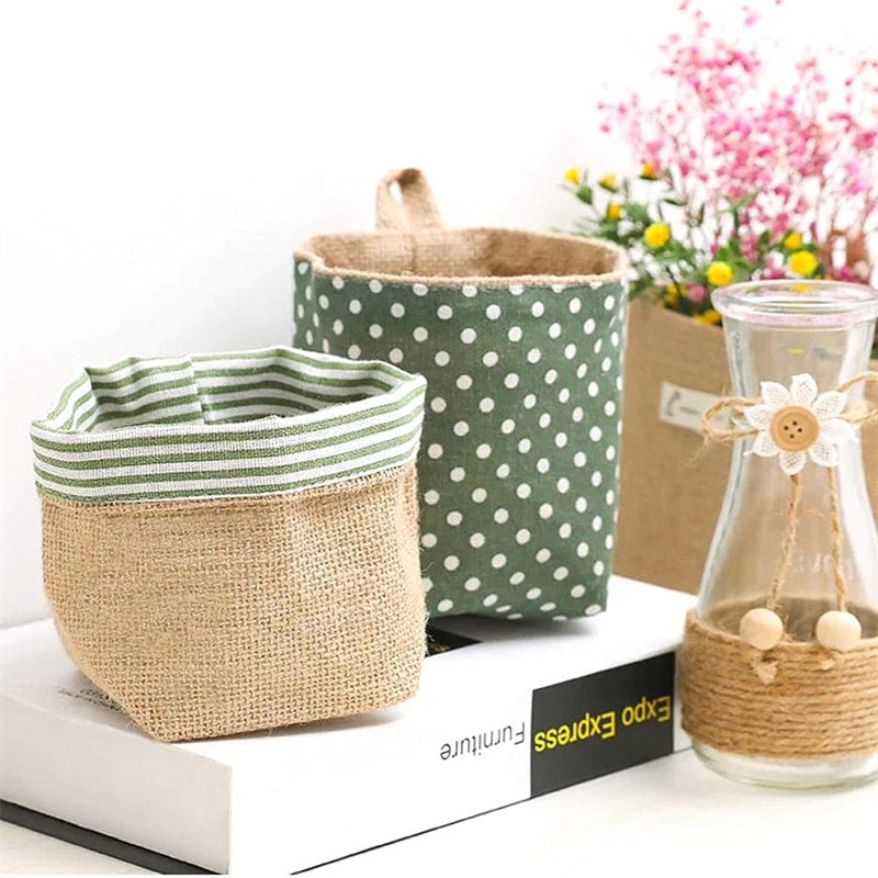 Panier de rangement tissé style sac mural suspendu