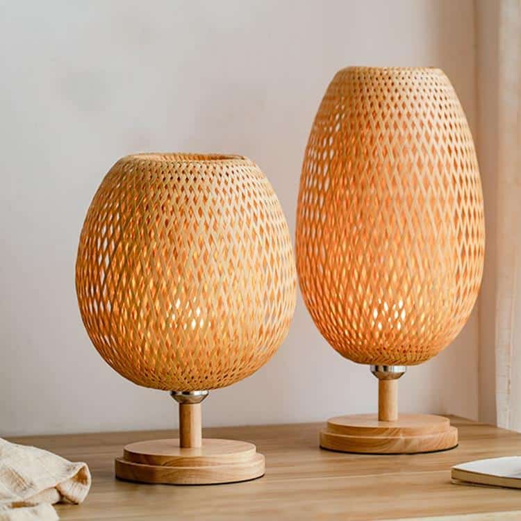Lampe de Table en rotin tissé