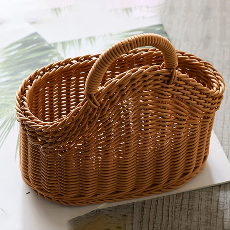 Panier de rangement tissé avec poignée