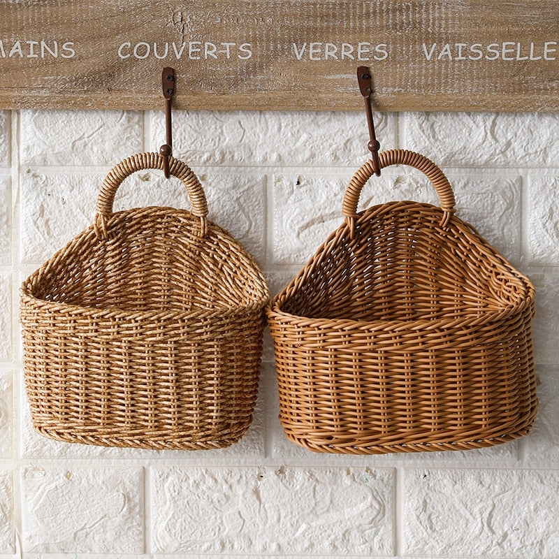 Panier de rangement tissé avec poignée