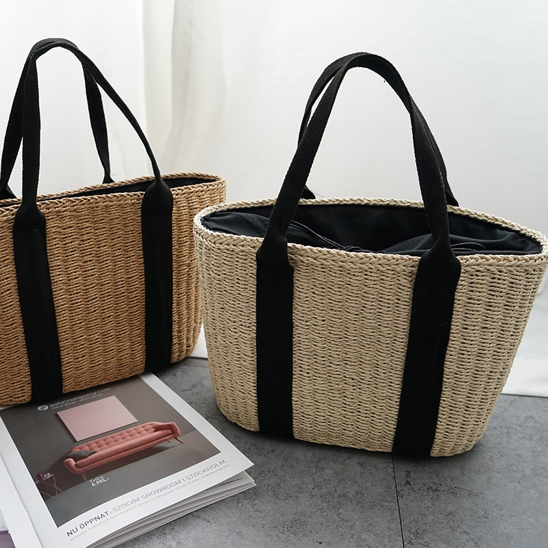 Sac à main tissé pour femme marron ou beige