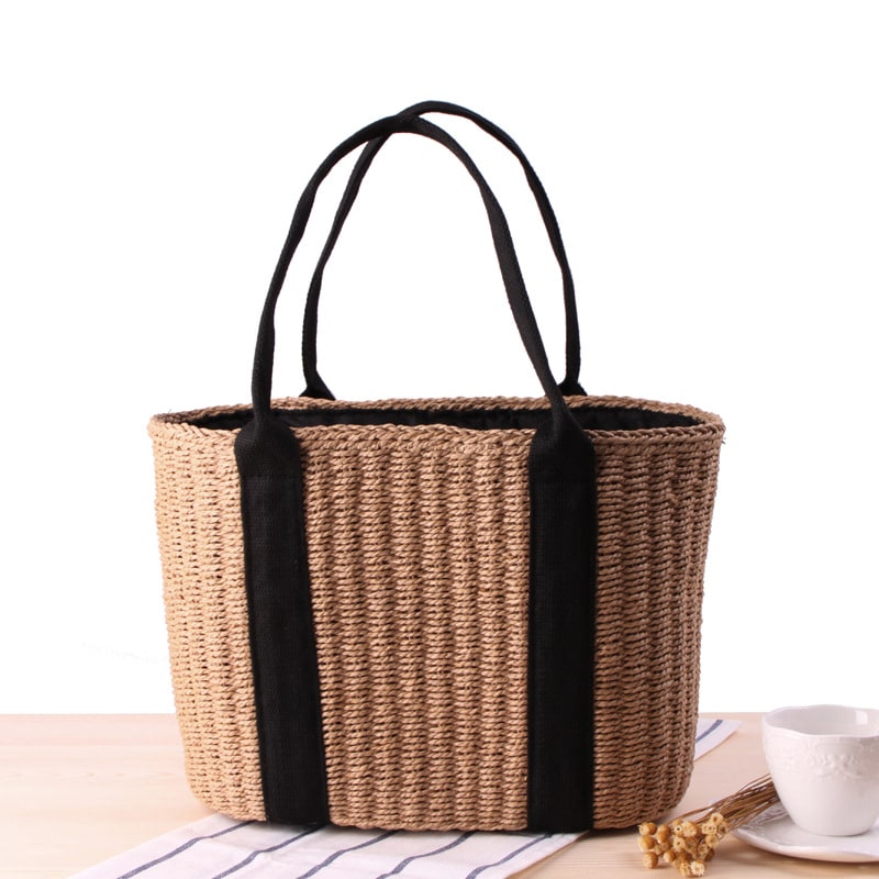 Sac à main tissé pour femme marron ou beige