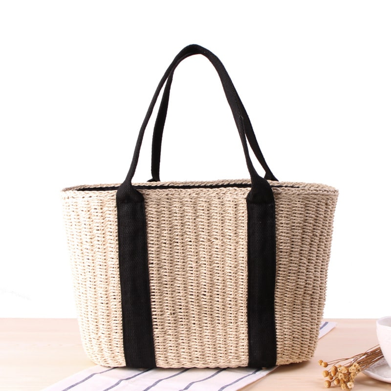 Sac à main tissé pour femme marron ou beige