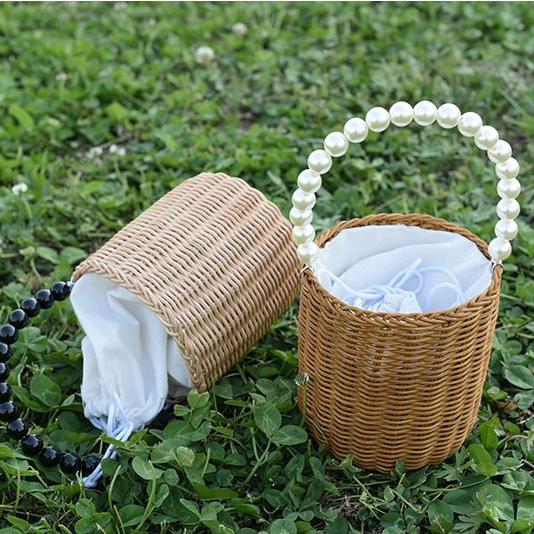 Panier de rangement tissé pour Enfant avec petite anse en perles