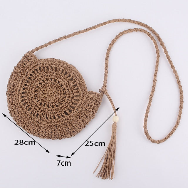 Sac rond souple en paille pour femme