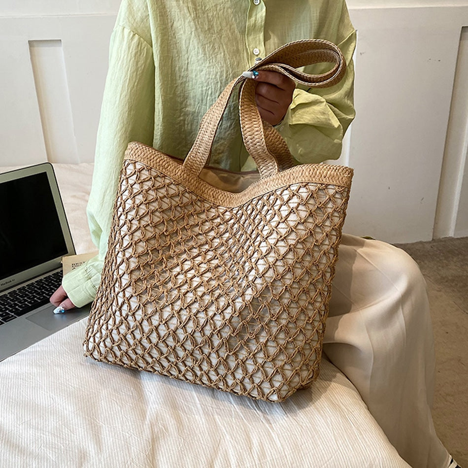 Sac à main en tissage avec fermeture éclair pour femmes