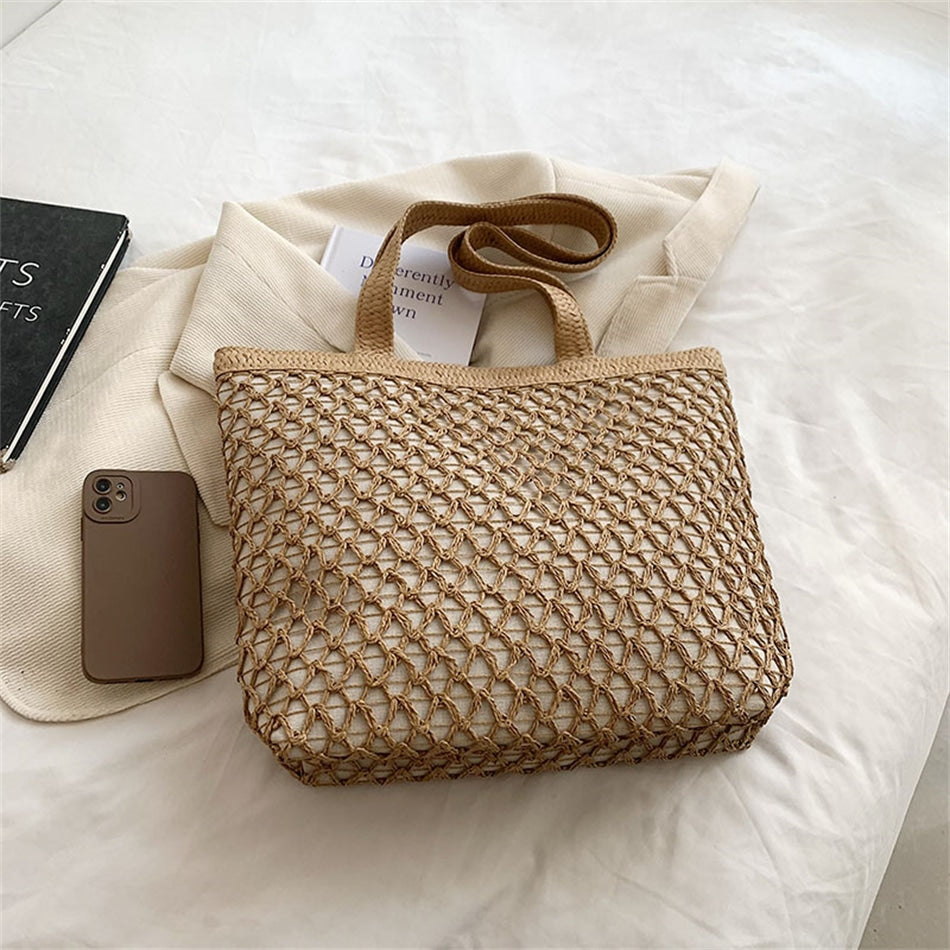 Sac à main en tissage avec fermeture éclair pour femmes