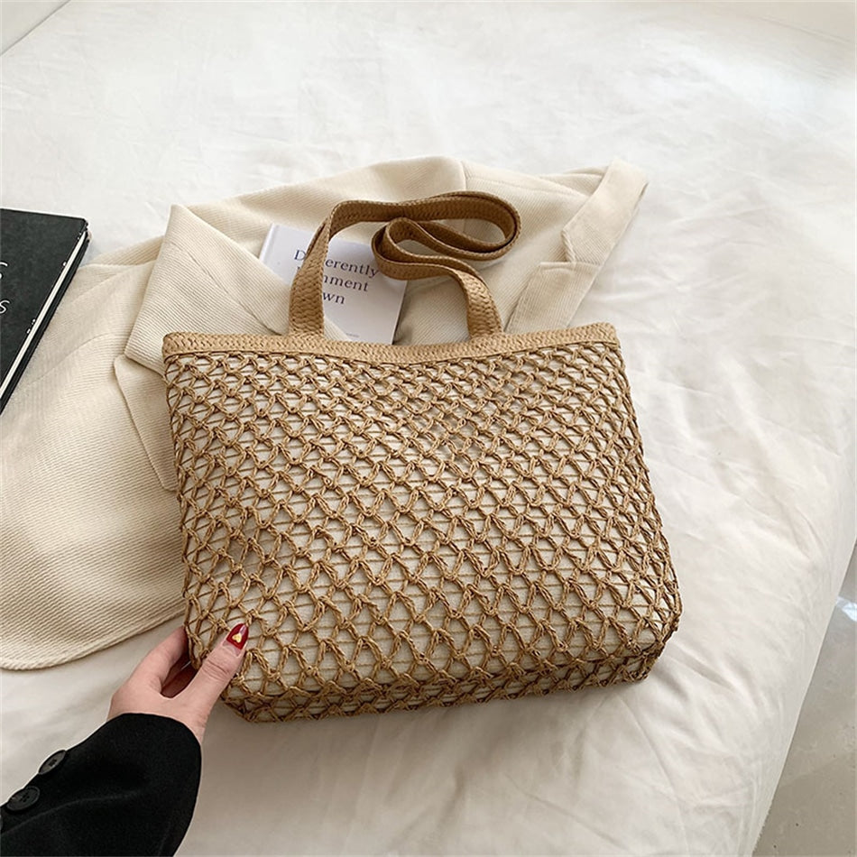 Sac à main en tissage avec fermeture éclair pour femmes