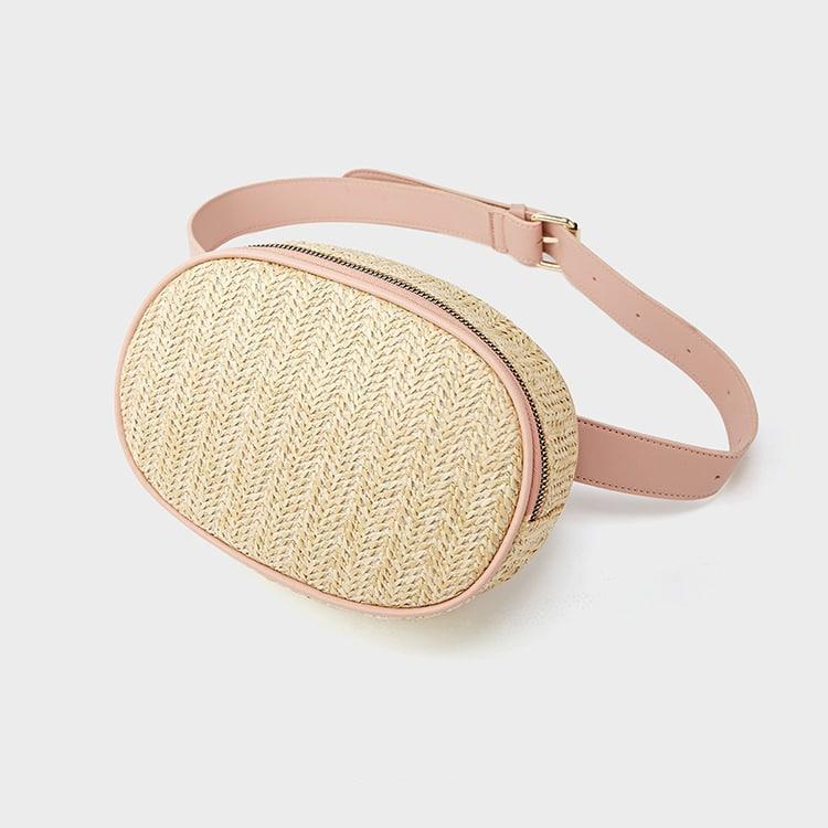 Sacs pour la taille ronds tissés en paille pour femmes