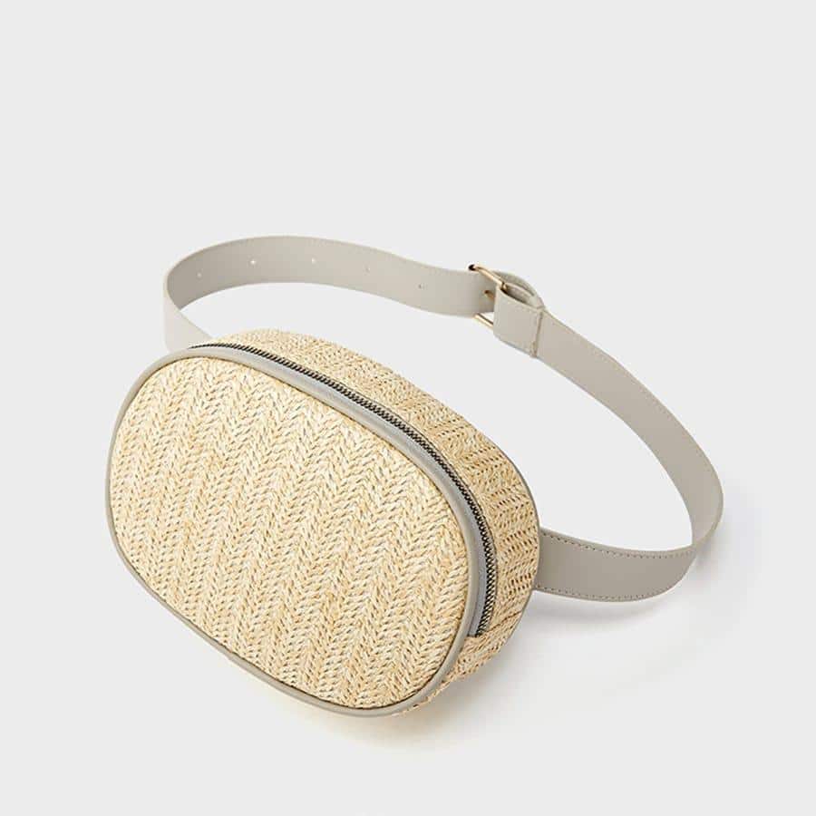 Sacs pour la taille ronds tissés en paille pour femmes