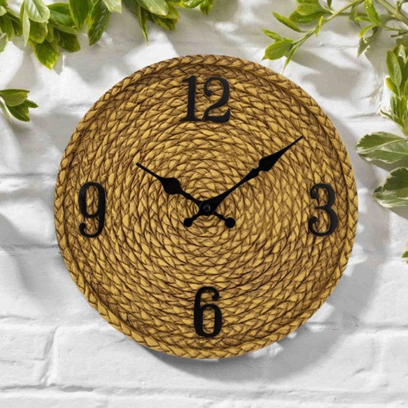 Horloge murale extérieure imitation rotin