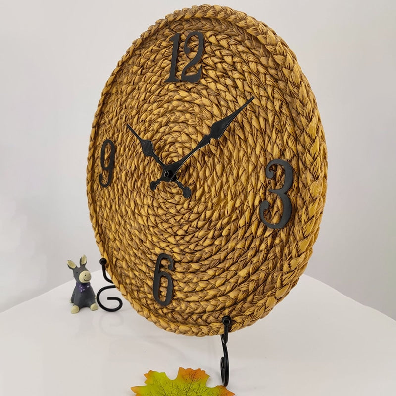 Horloge murale extérieure imitation rotin