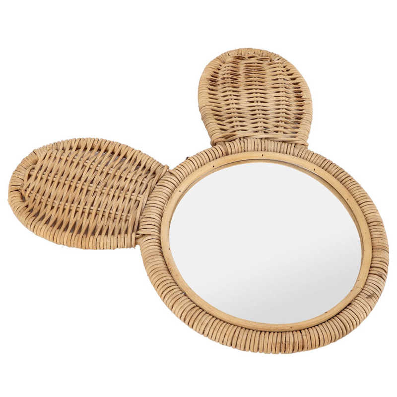 Miroir en rotin en forme de tête d’ourson
