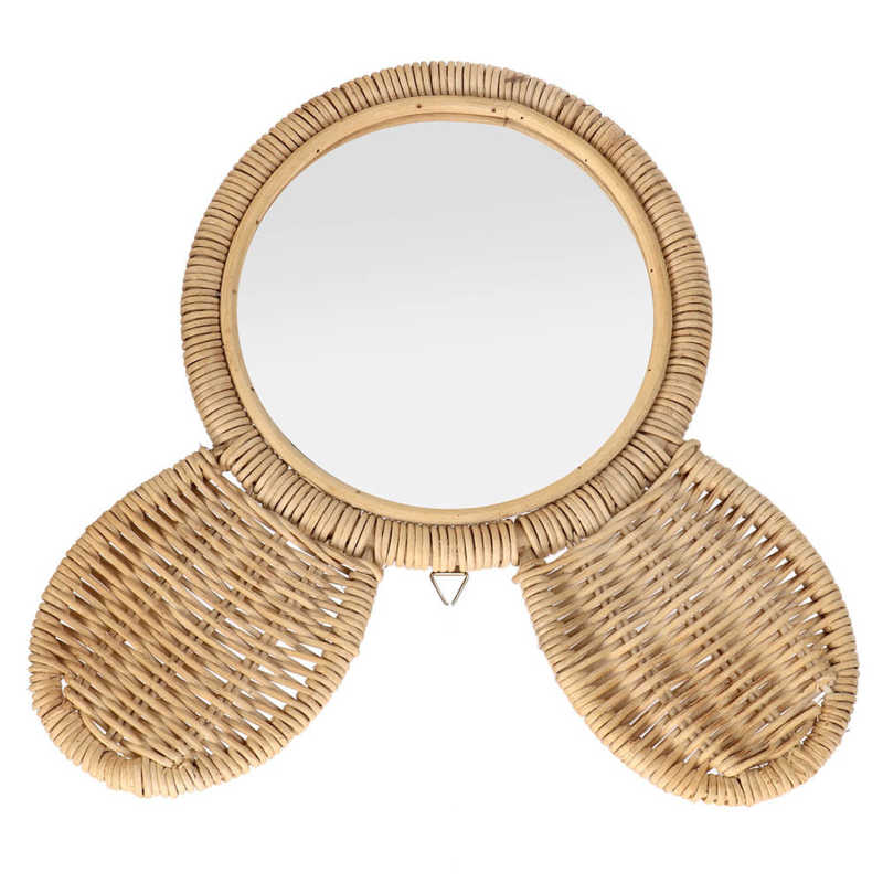 Miroir en rotin en forme de tête d’ourson