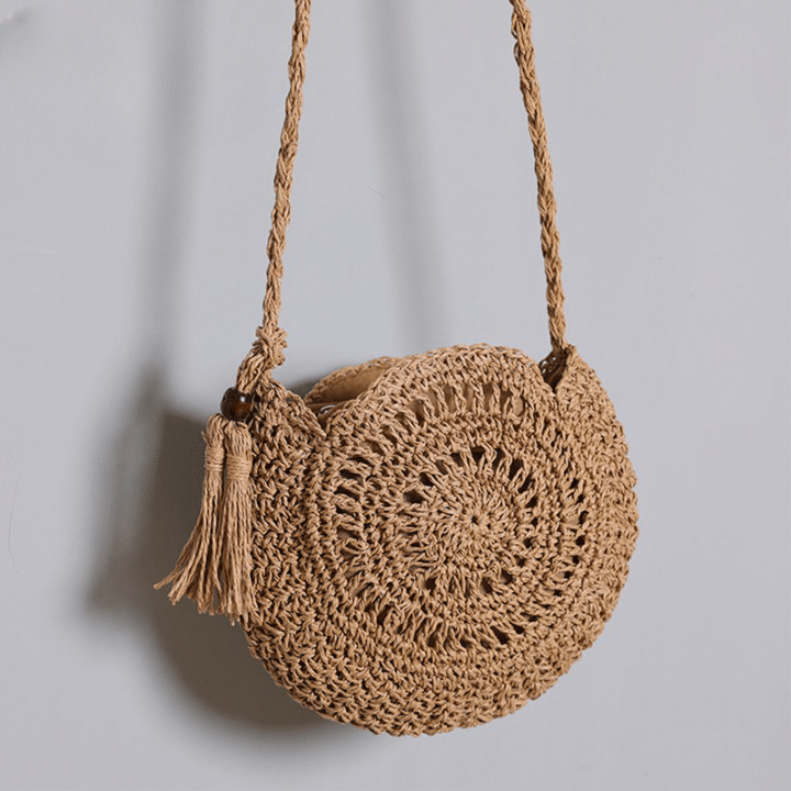 Sac rond souple en paille pour femme
