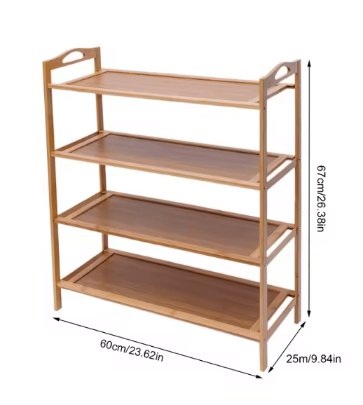 Étagère Bambou pour Chaussures à Quatre Niveaux