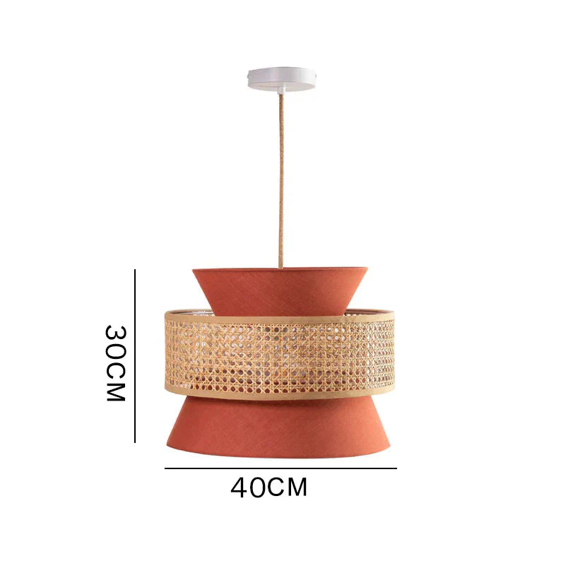 Suspension rotin cannage tissu terracotta étagée | Solta