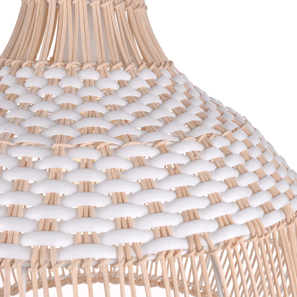 Suspension rotin tressé bicolore blanc naturel | Liova