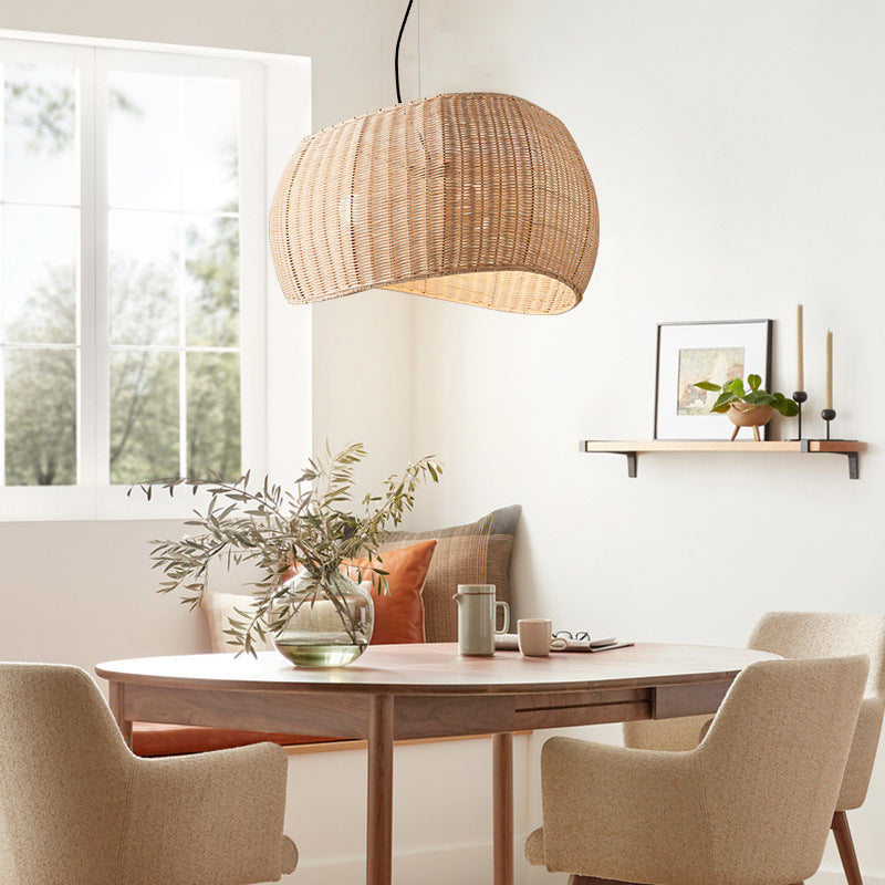 Suspension rotin forme nœud tressé naturel | Nowa