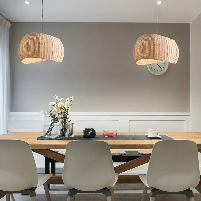 Suspension rotin forme nœud tressé naturel | Nowa