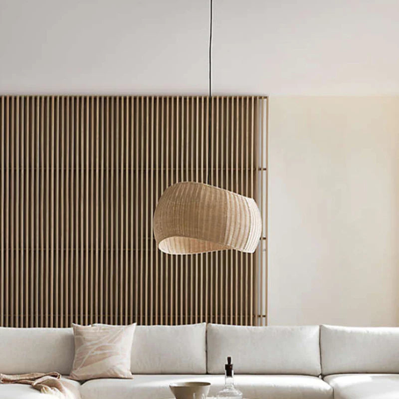 Suspension rotin forme nœud tressé naturel | Nowa