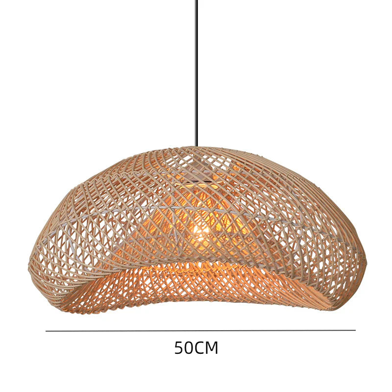 Suspension rotin demi-lune ajourée naturel | Auro