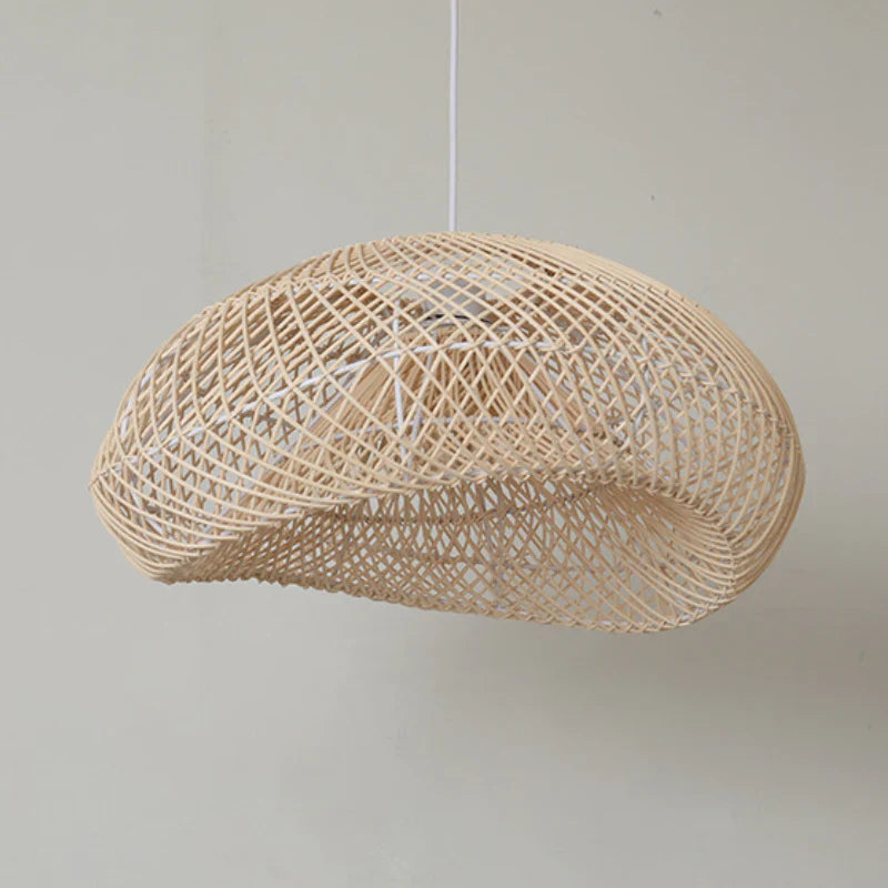 Suspension rotin demi-lune ajourée naturel | Auro