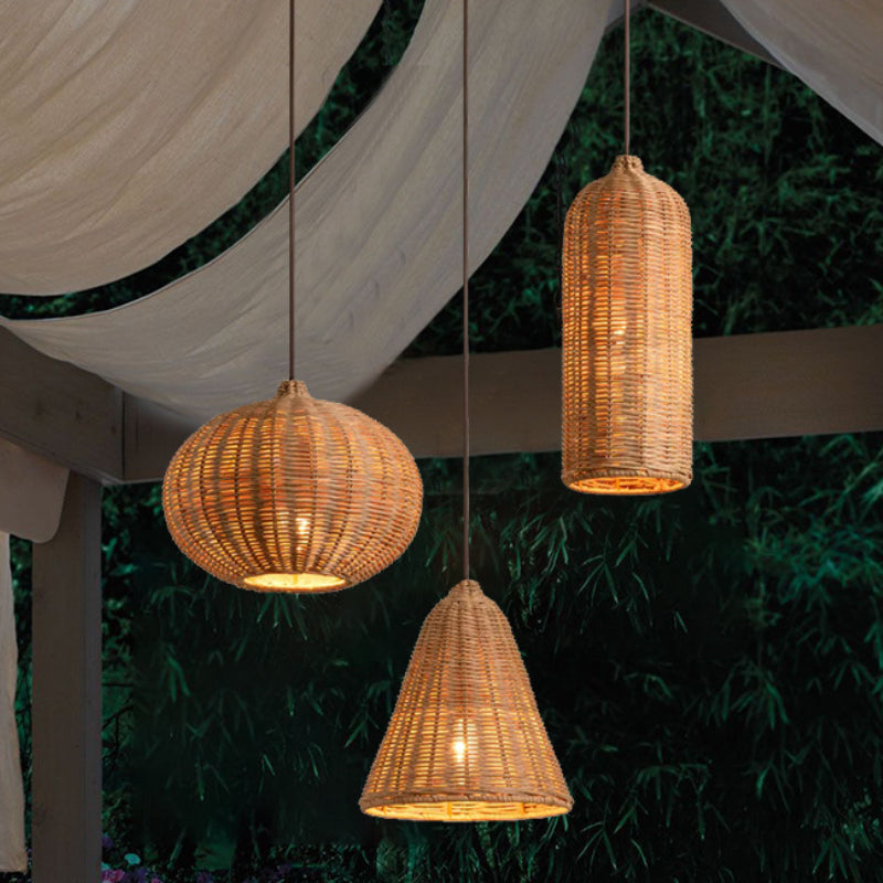 Suspension rotin formes mixtes tressé set 3 | Triova
