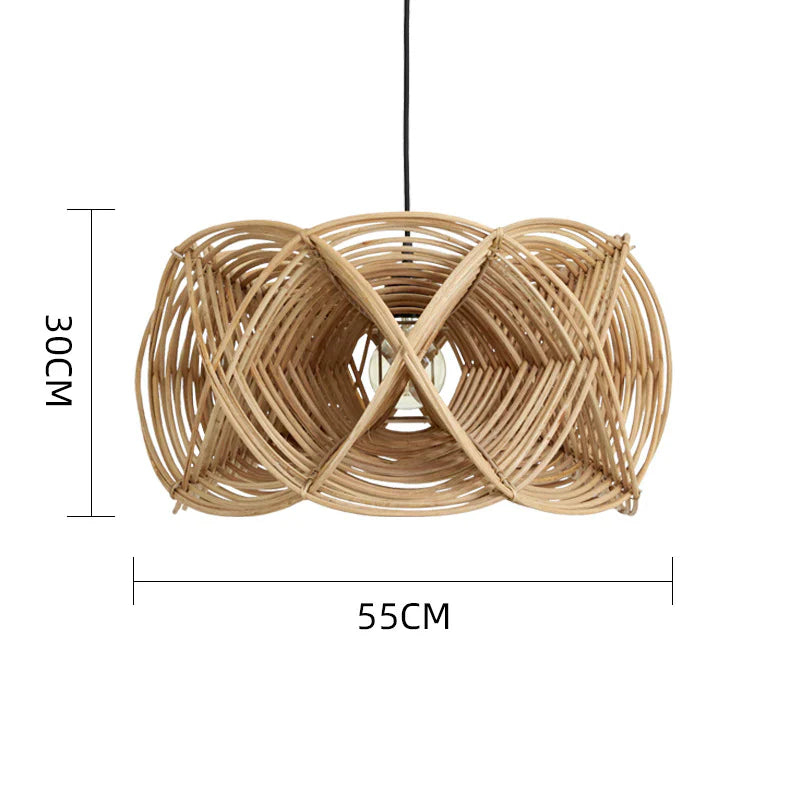 Suspension rotin spirale ajourée forme tonneau naturel | Spira
