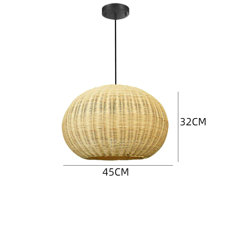 Suspension rotin demi-sphère tressée naturel large | Goba