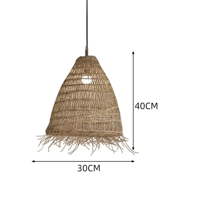 Suspension raphia forme cloche frangée naturel | Salia