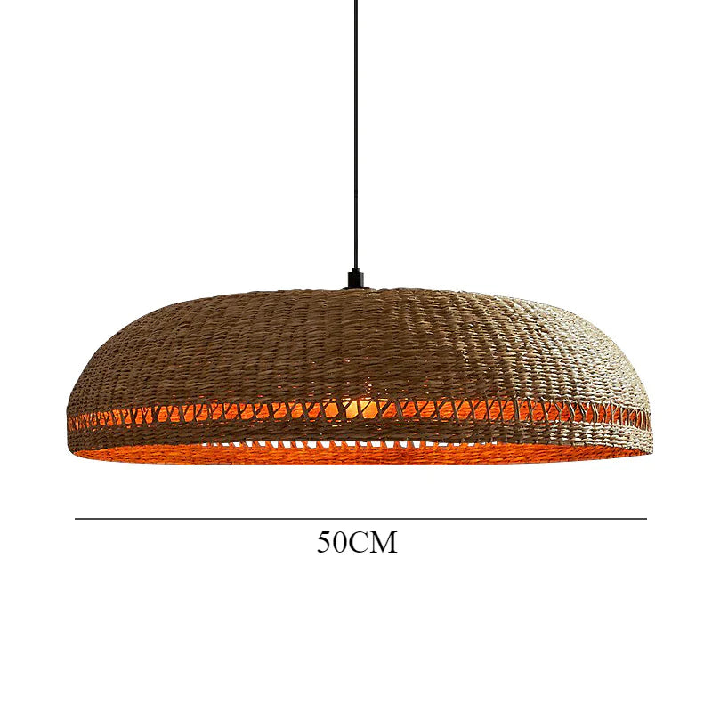 Suspension rotin soucoupe ajourée bicolore naturel | Halo
