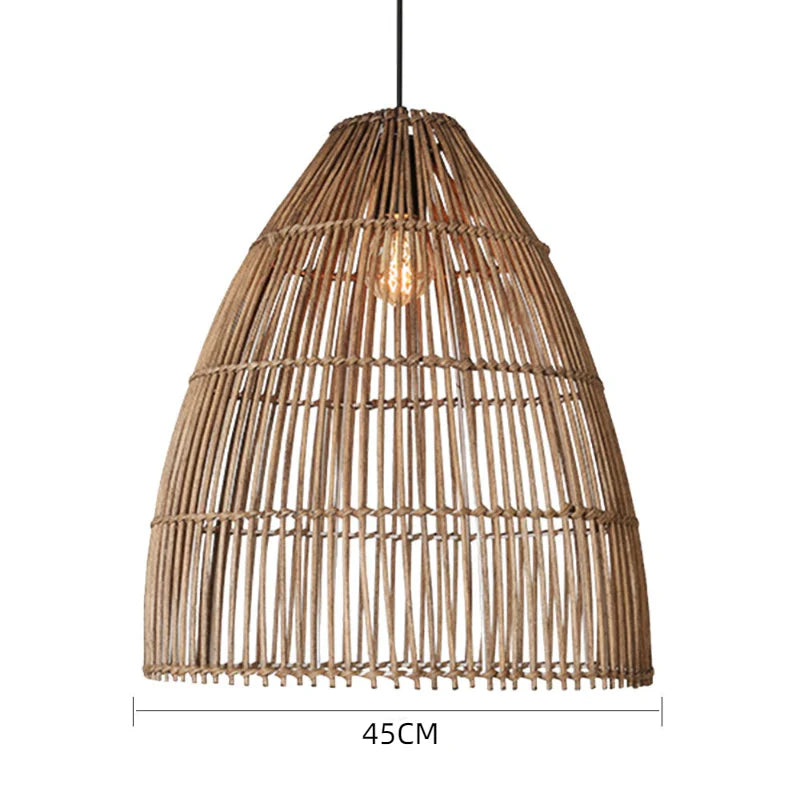 Suspension rotin cloche ajourée verticale naturel | Vela