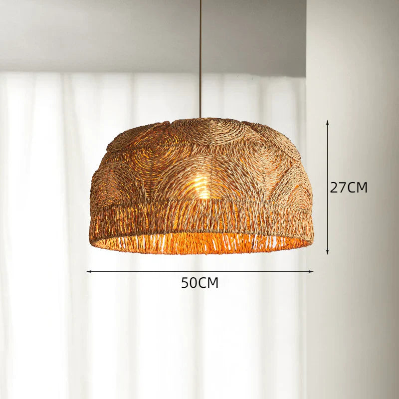 Suspension abaca tressé dôme aplati naturel | Weva