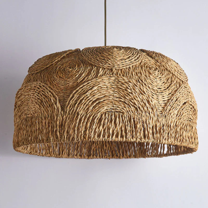 Suspension abaca tressé dôme aplati naturel | Weva