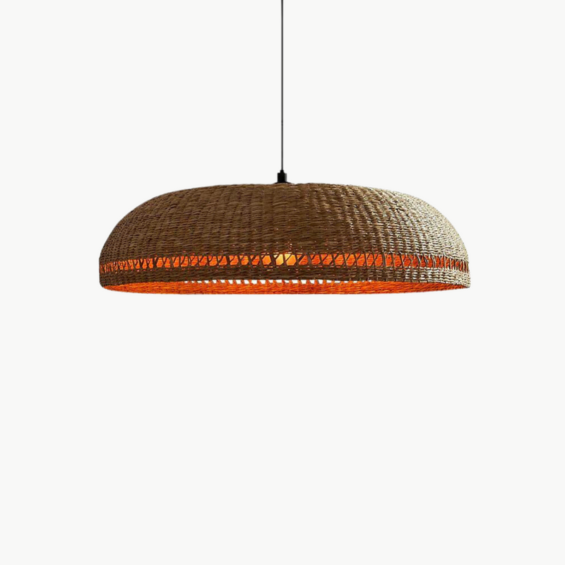 Suspension rotin soucoupe ajourée bicolore naturel | Halo