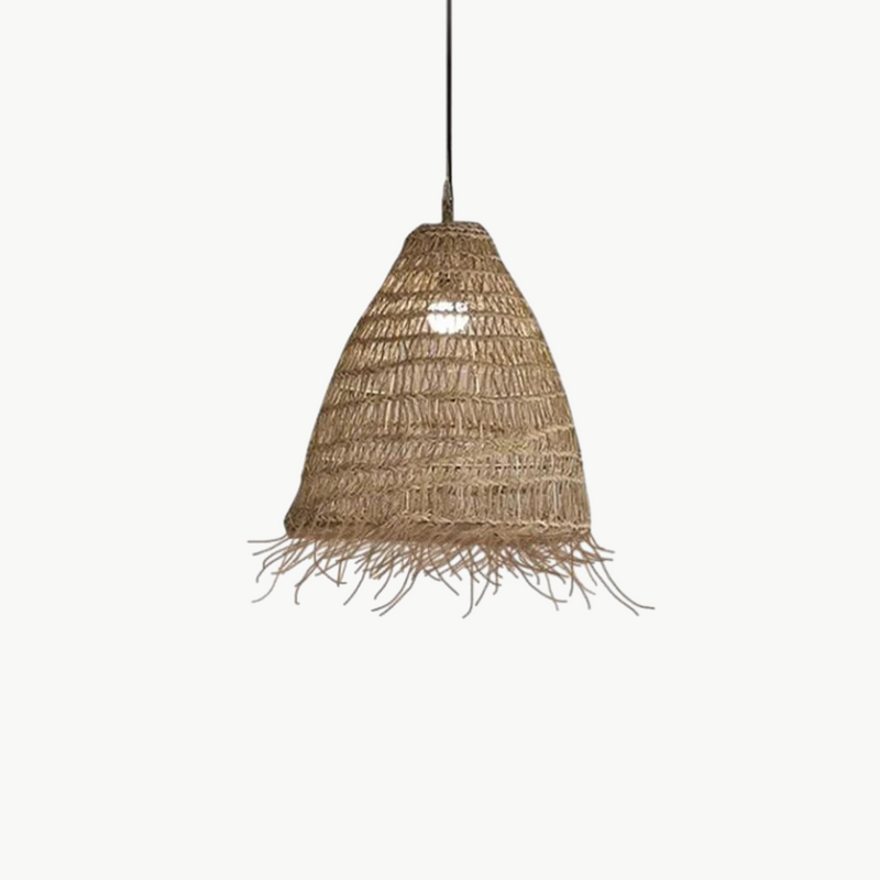 Suspension raphia forme cloche frangée naturel | Salia