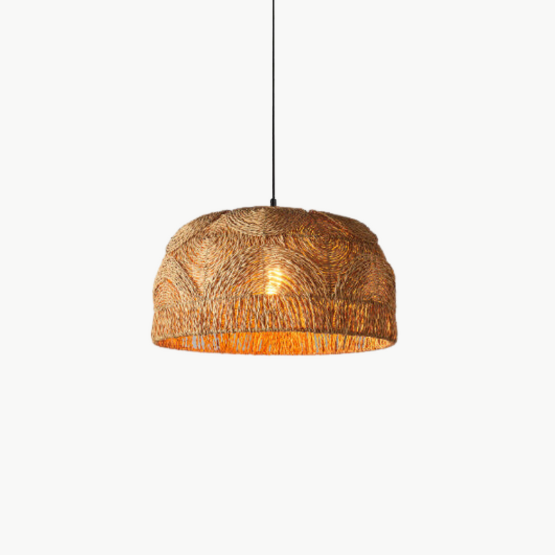 Suspension abaca tressé dôme aplati naturel | Weva