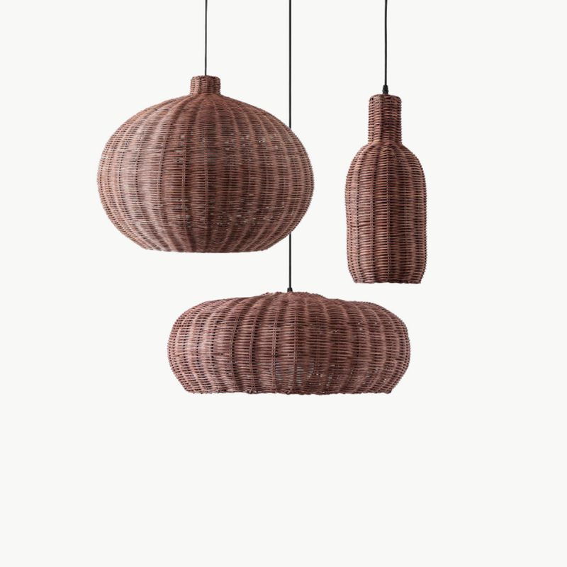 Suspension rotin tressé couleur terracotta set 3 | Trina