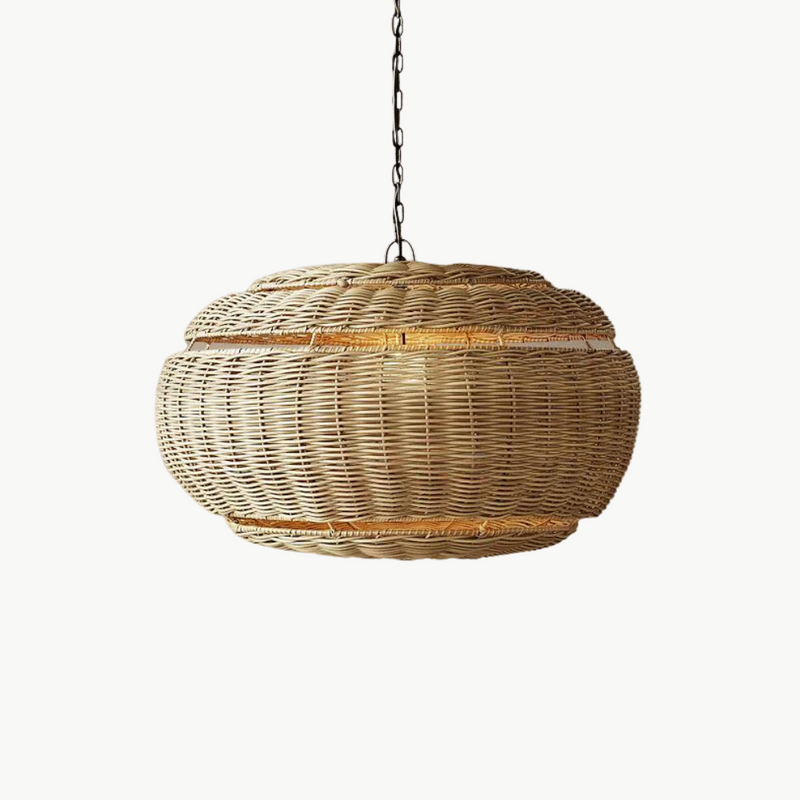 Suspension rotin ovale lanterne tressée naturel | Lunoa