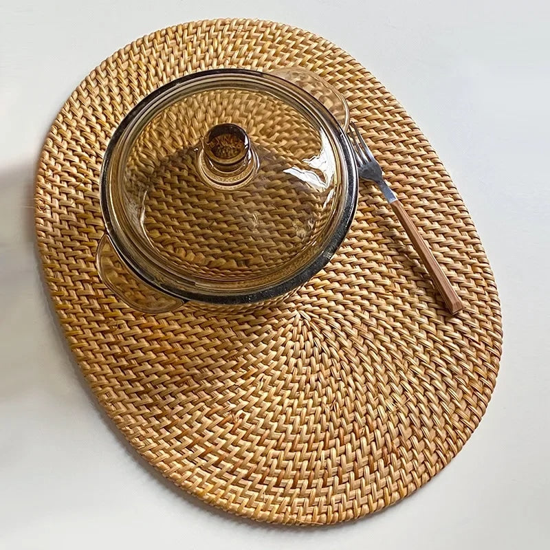 Accessoire Décoration en Rotin Style Dessous de Plat