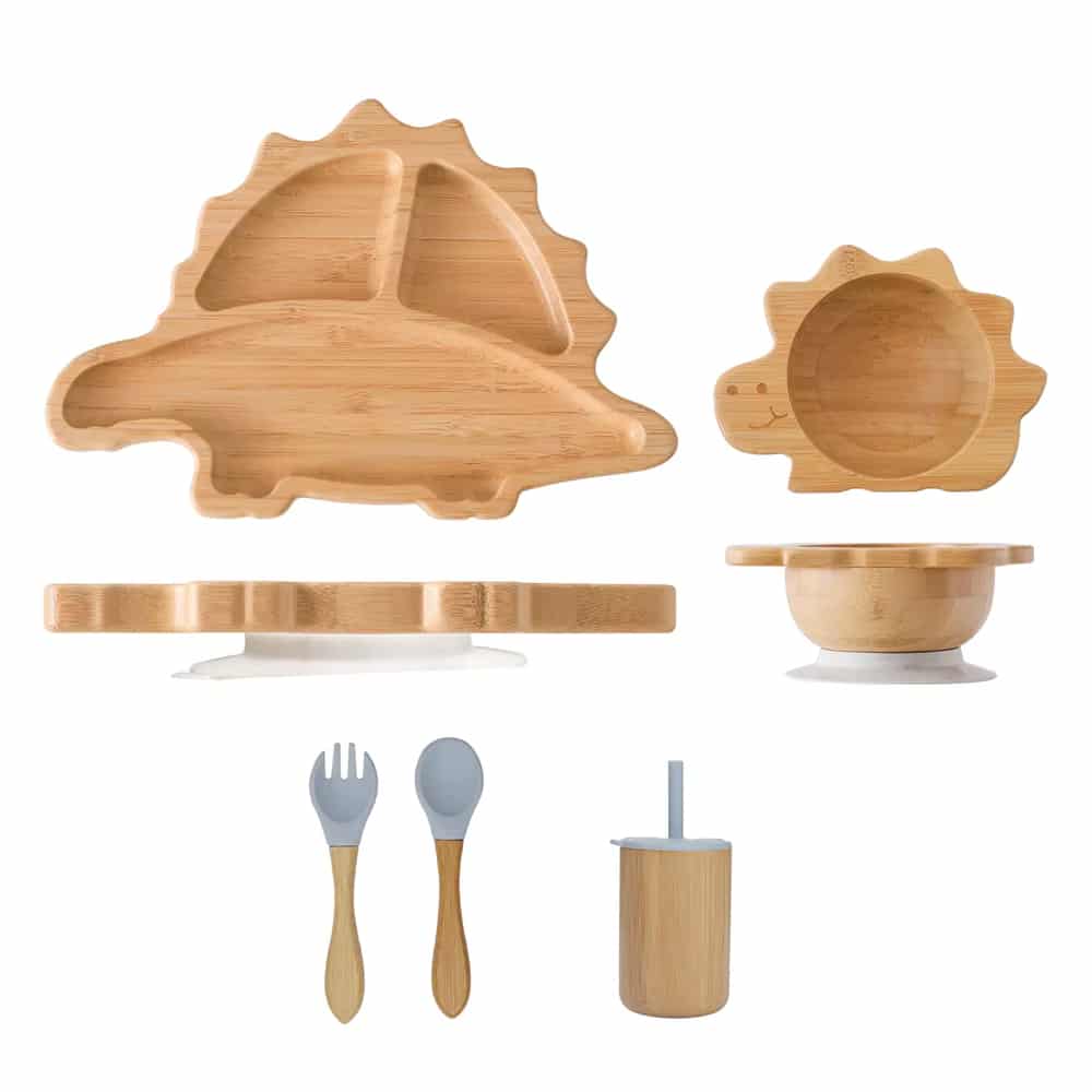 Assiette Bambou pour Bébé en Forme de Dinosaure