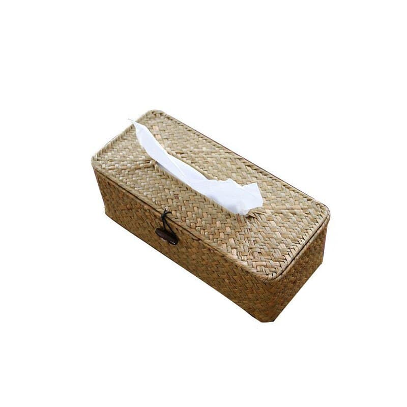 Boîte à mouchoirs en rotin naturel tissé