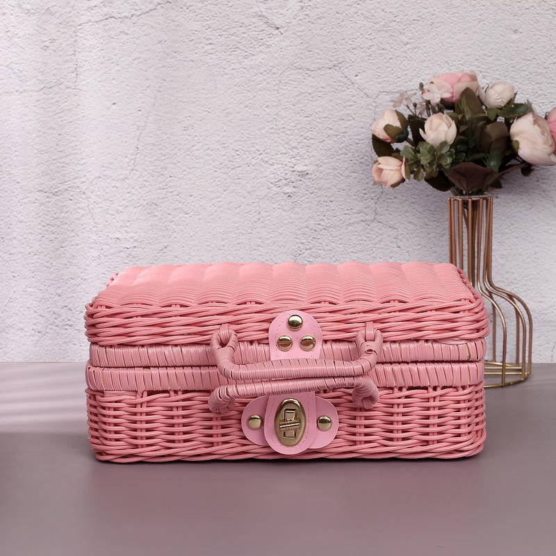 Boîte de rangement de cosmétiques tissée à la main