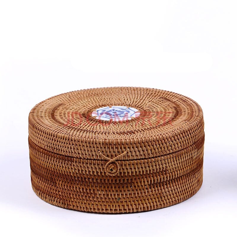 Boîte de rangement en rotin tissé à la main avec couvercle style andalous