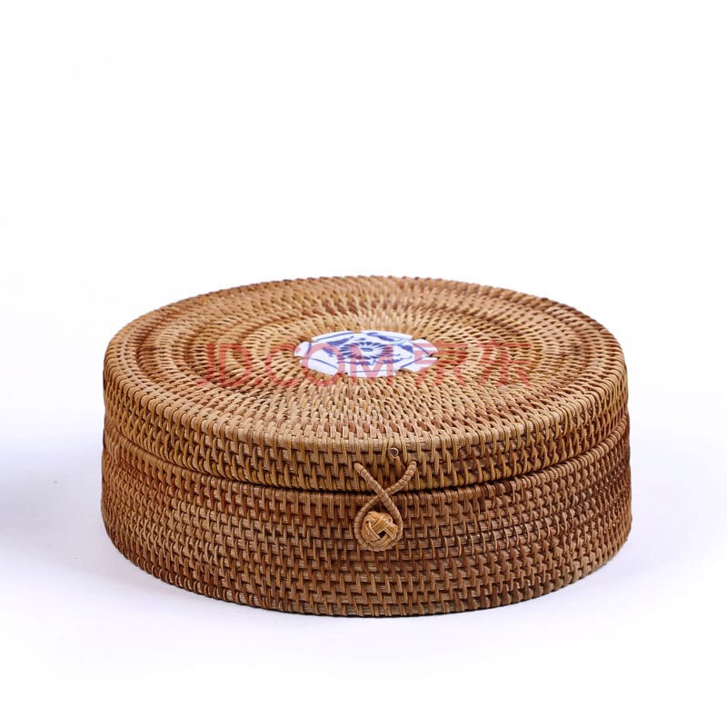 Boîte de rangement en rotin tissé à la main avec couvercle style andalous