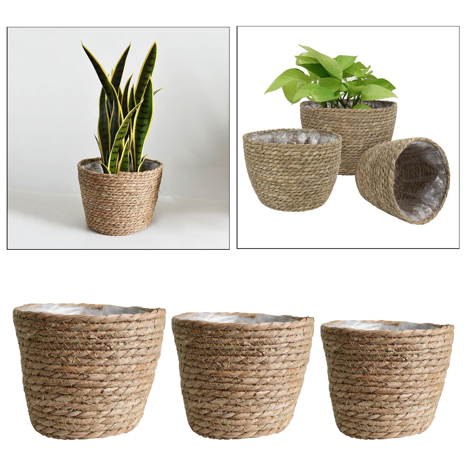Cache pot de fleurs en rotin naturel